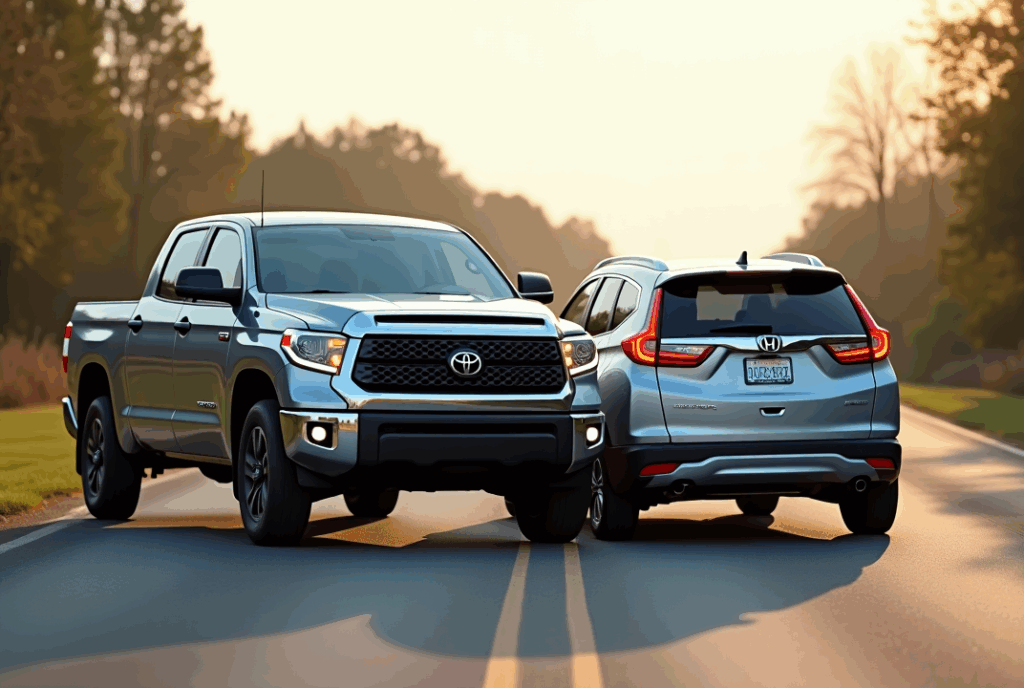 Samantha Parian a gray Toyota Tundra pickup truck and a silver 2016 Honda CR V co 59211849 be71 4a33 8a5d 6267e0520f5b