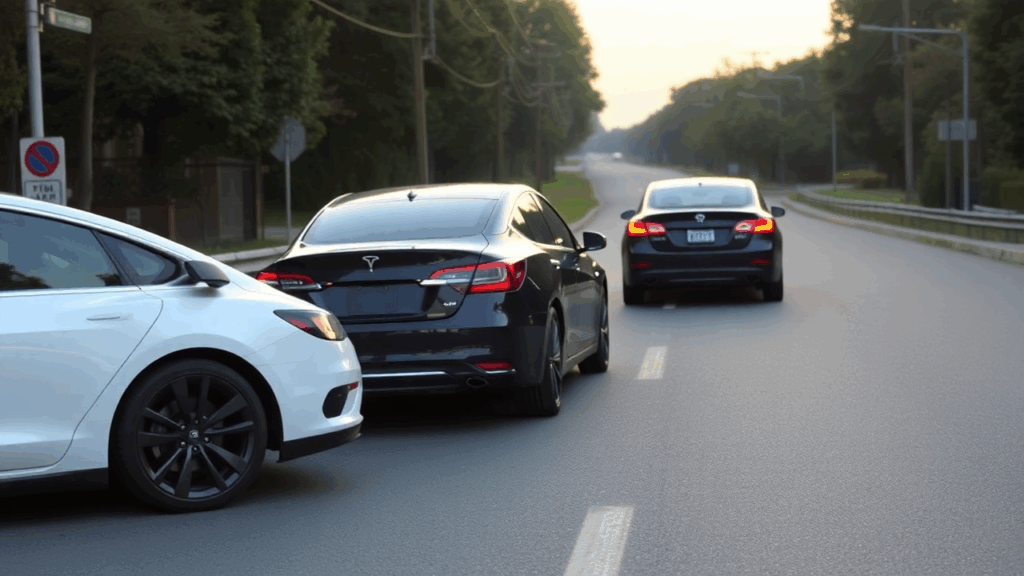 Samantha Parian a white Tesla a dark colored Tesla and a black Nissan Altima co 110efd80 0683 46bb a63f d3dc62e5ab7c