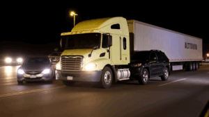 Nighttime collision involving multiple vehicles