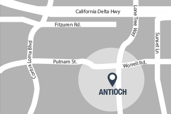 A map view of Antioch, CA