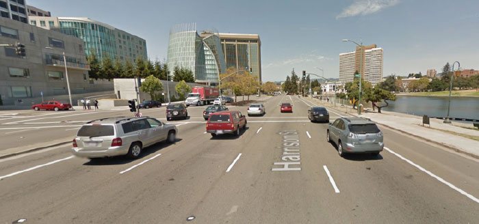 Harrison Street en el centro de Oakland (Fuente: Google Streetview)