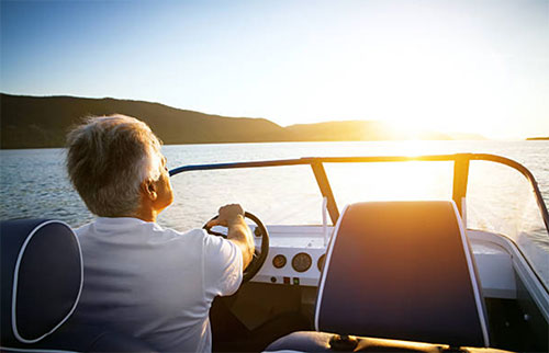 A man enjoying a boat ride in a California lake