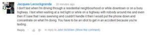 Comment on Texting While Driving