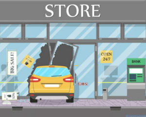 A car crashed into a store