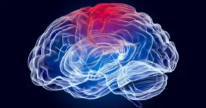 A graphic showing the place in a brain with a brain injury