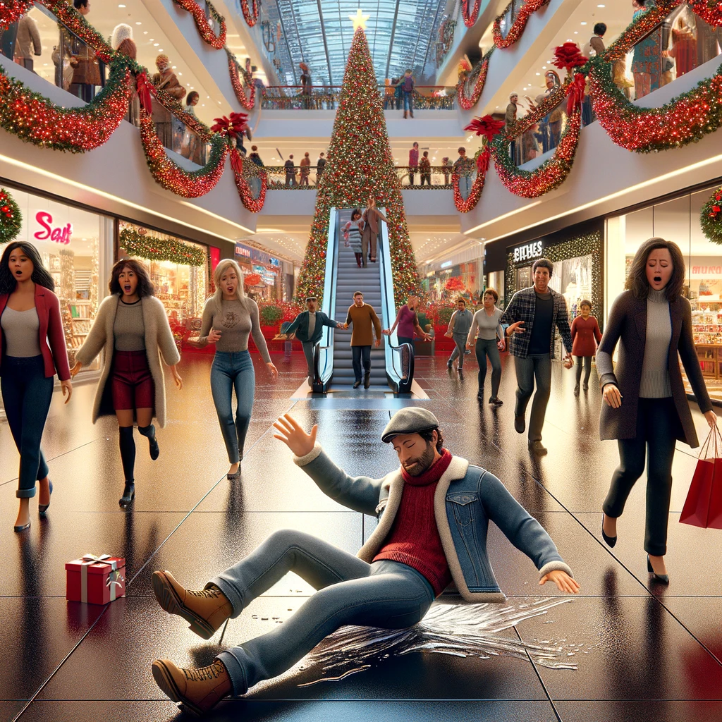 A man who slipped and fell at the mall