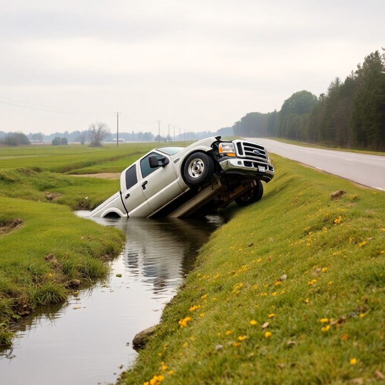 Samantha Parian a Ford F 250 over turned into the canal in a road ba1b53f2 d8cd 47c6 889c 2ab8034bbc01