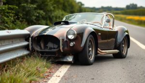 Samantha Parian a rare Shelby Cobra crashed in a metal guard rail ef23d74c 0889 47f1 b2f9 50365281c6a2