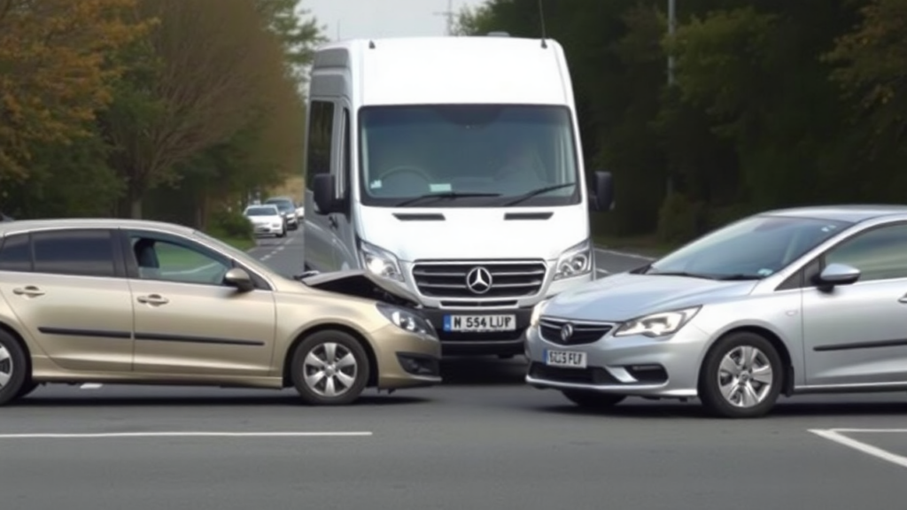 a white van with a broken down car on the road