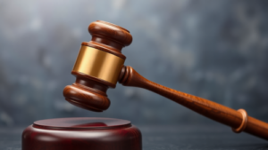 a gavel on a block