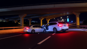two cars in a collision