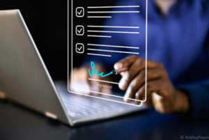 a person signing a document