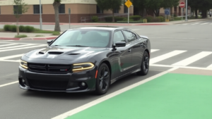 a black car on a street