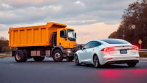 a white car next to a truck