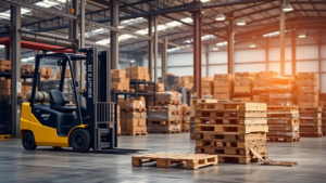 a forklift in a warehouse