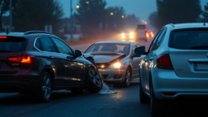 Samantha Parian an image of three cars in collision on the road at 7986017f e517 4a2e 9fde fdbf6b35301b