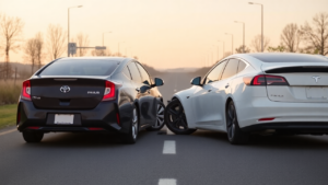 two cars on a road