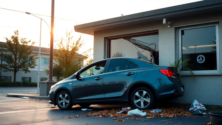 Samantha Parian a car that has crash onto a building d61450e5 80d0 4458 b321 dbb11c7ddd0e