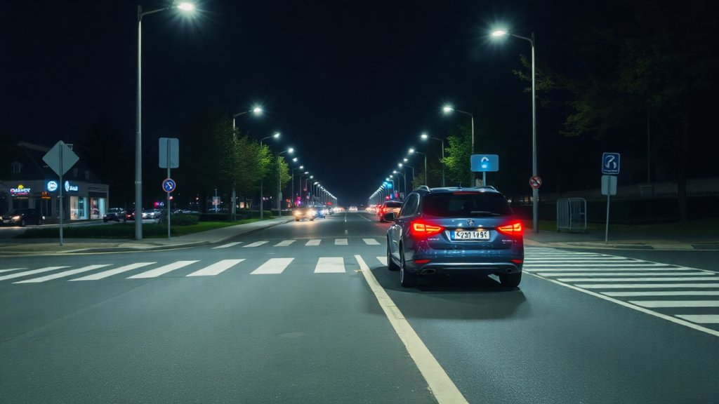 Samantha Parian un coche en un carril peatonal de noche efcf7531 db33 48ac adb5 46d2ce6dcadd