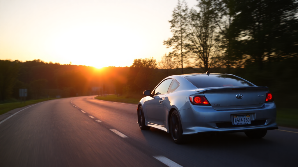 Samantha Parian a Toyota Scion on the road at dawn 3dd483bf bb02 4a5f a0f0 477a9abdaf69