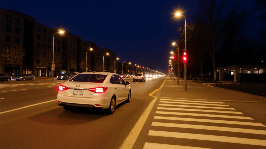 Samantha Parian a car on a pedestrian lane at night time 96d34add d231 4adf a382 350804c1771b