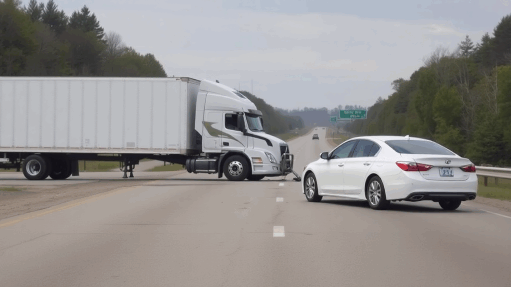 Samantha Parian a semi truck and a white sedan collided on the highway 98f6bc6f fd25 4884 80ea 97eca688e07a 1