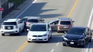 a group of cars on a road