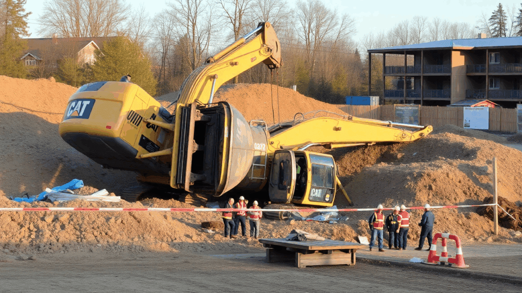 Samantha Parian an excavator overturned at a construction site in the morning d7062d96 e98f 4083 8340 0682aed1c87a