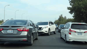 a group of cars on a road