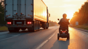 a person riding a scooter on the road