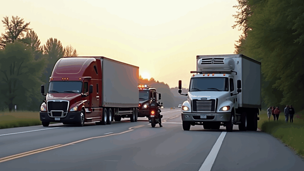 Samantha Parian a motorcycle a semi truck and a utility truck collided on the ro d1115387 9507 4ca9 94a4 e74f4a7c1e31