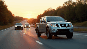 a group of cars driving on a road