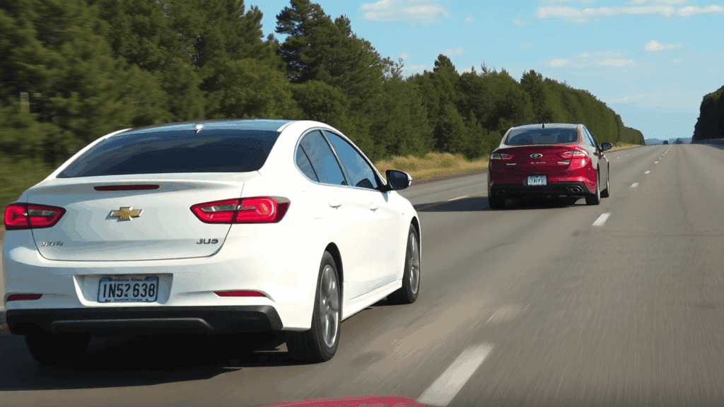 Samantha Parian a white Chevy sedan and a red Ford sedan in the rear end on the h 5388d404 17f1 491f b44b d431cb169583