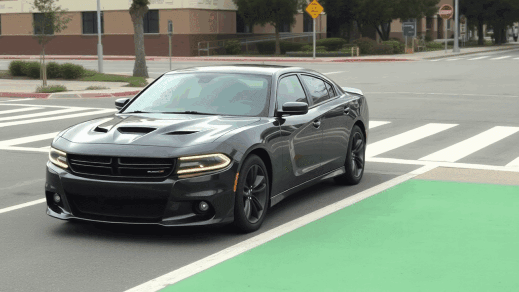 Samantha Parian a Dodge Charger in a corner in a pedestrian lane 5f5c8730 f261 4288 91d5 a2d5b981bb30