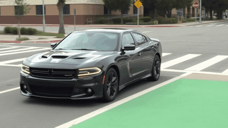 Samantha Parian un Dodge Charger en una esquina en un carril peatonal 5f5c8730 f261 4288 91d5 a2d5b981bb30