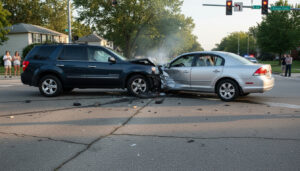 Two cars collided at intersection.