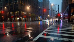 an intersection at night