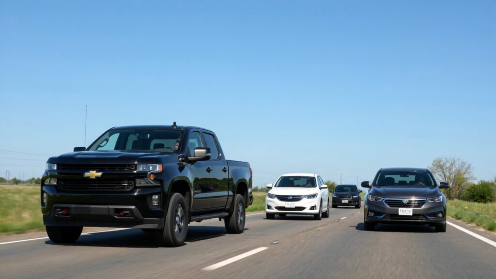 Samantha Parian a picture of a black Chevrolet pickup truck a white car and a da f30013b0 6eb5 431b a3dd 14de93d235e9 5