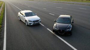 two cars on the road