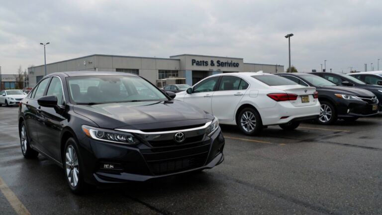 Black and white cars in parking lot