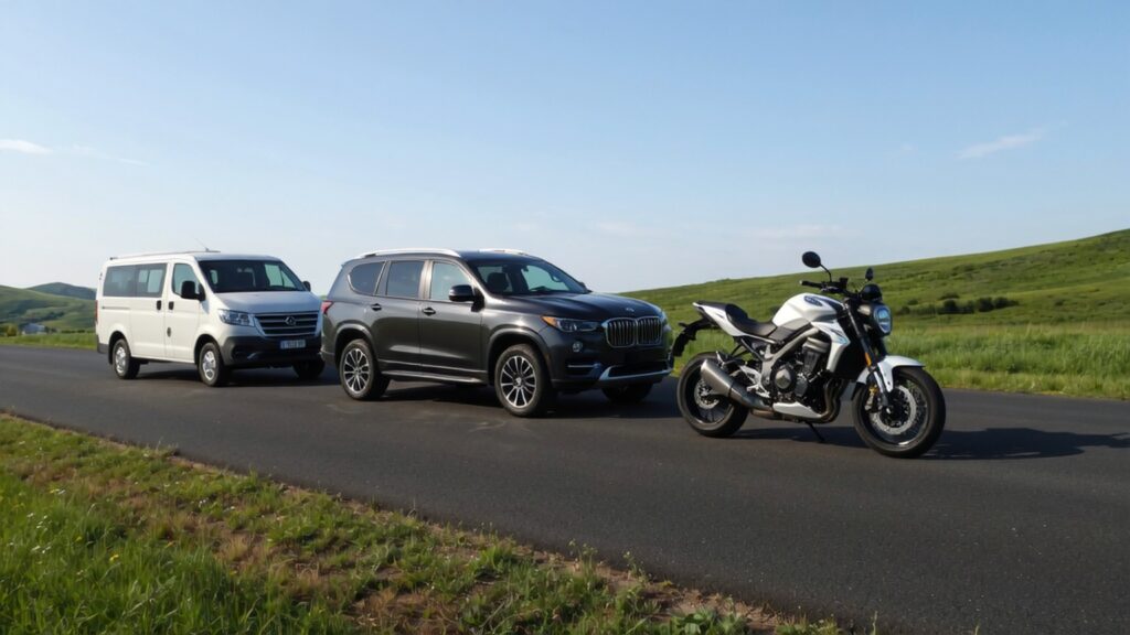 Samantha Parian una imagen de una furgoneta un SUV y una motocicleta en la carretera aff45986 ff53 443b 91d9 a1eeb874bd34