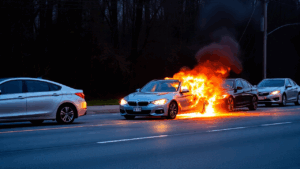 a car on fire