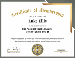 Membership certificate for Luke Ellis