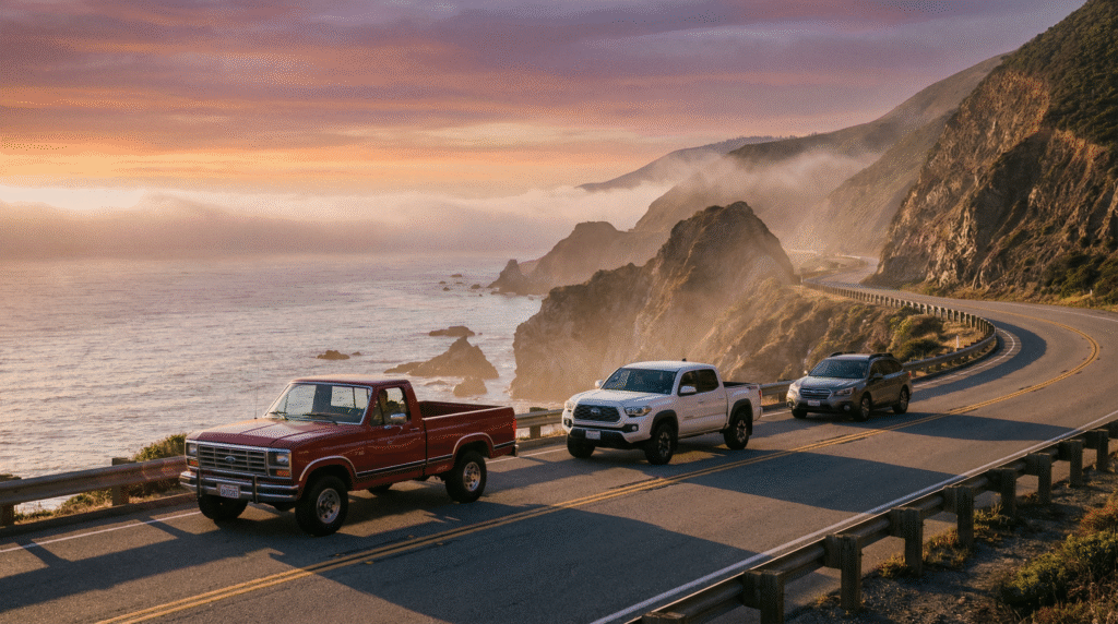Samantha parian A cinematic wide shot of a red pickup truck a white pickup truck 795152eb e71c 4ae9 a791 140b3afdf3e3