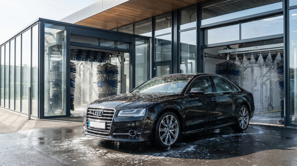 Samantha parian A high end modern car wash driveway with a sleek black luxury sed 95858050 9d58 43c8 a02f fbc0a5d5277a