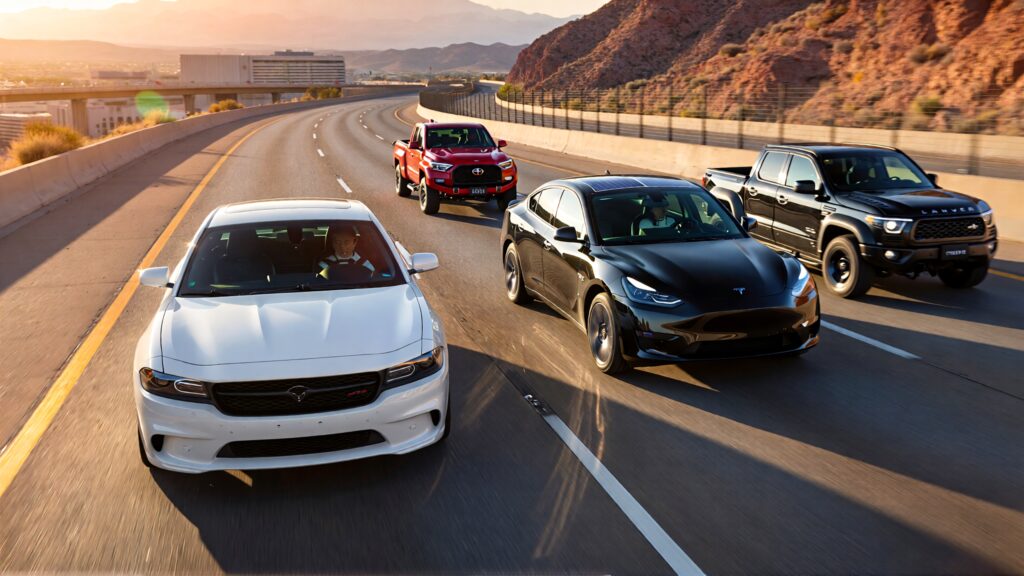 Samantha parian a white Dodge Charger a black Land Rover a black Tesla Model Y ff197532 7108 4ab3 aea5 333d7fe184dd