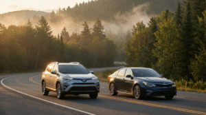two cars on the road