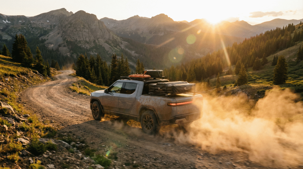 Samantha parian A rugged modern pickup truck driving along a winding mountain roa 33028a7a 3c51 40af 8fd9 582f6d227d88