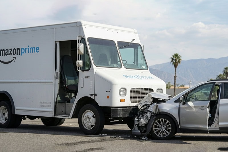 Amazon delivery truck accident in California
