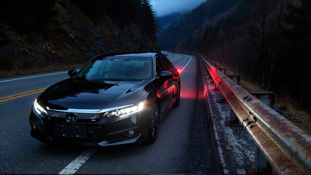 Juris digital a Honda near a guardrail on the road at night d44991c6 7cb4 4549 b0bb d785a7fe86a9